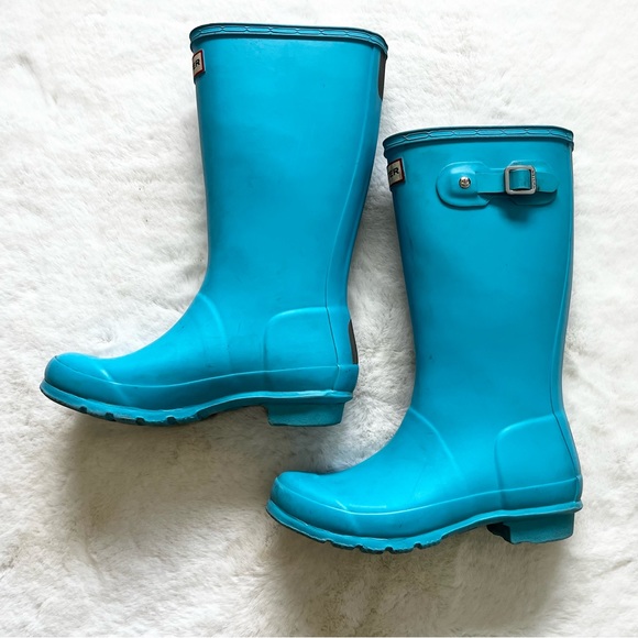 HUNTER ORIGINAL TALL RAIN BOOT IN BLUE BOY 3 GIRL 4 WATERPROOF TRENDY STYLISH - Picture 2 of 8